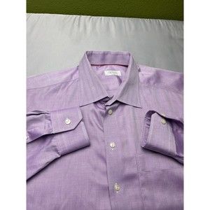 Eton Classic Dress Shirt Mens Size 46 18 Light Purple Long Sleeve Button Up